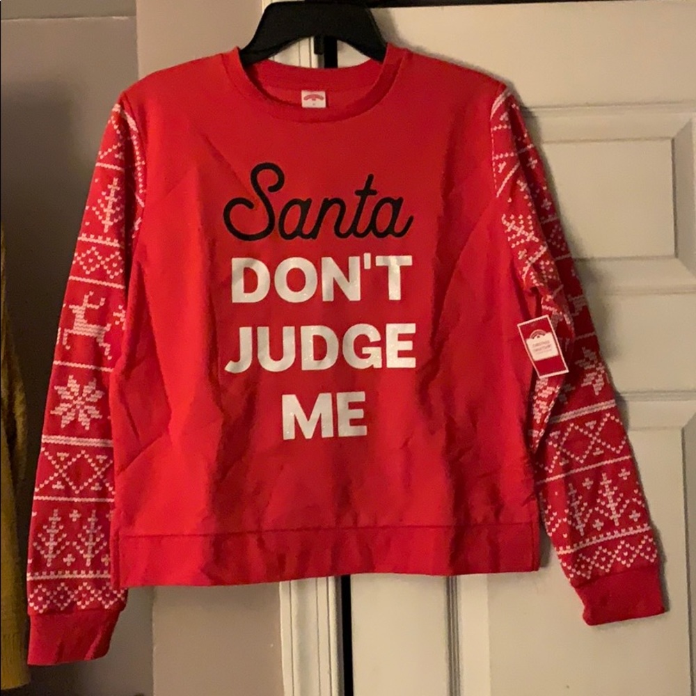 4/$20 Red Santa Dont Judge Me Sweatshirt new